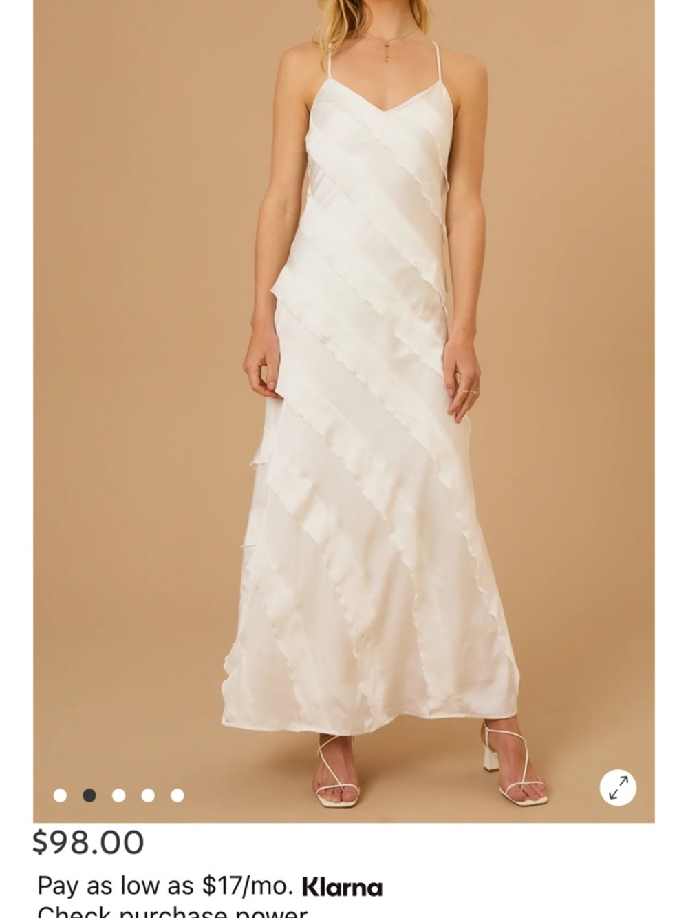 Altar'd State Ivory Satin Ruffle Slip Maxi Dress